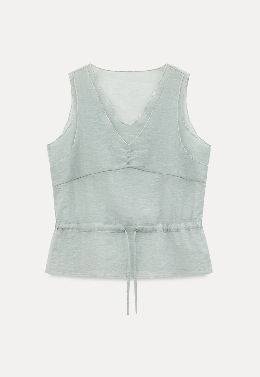 V Neck Drawstring Hem Sleeveless Top