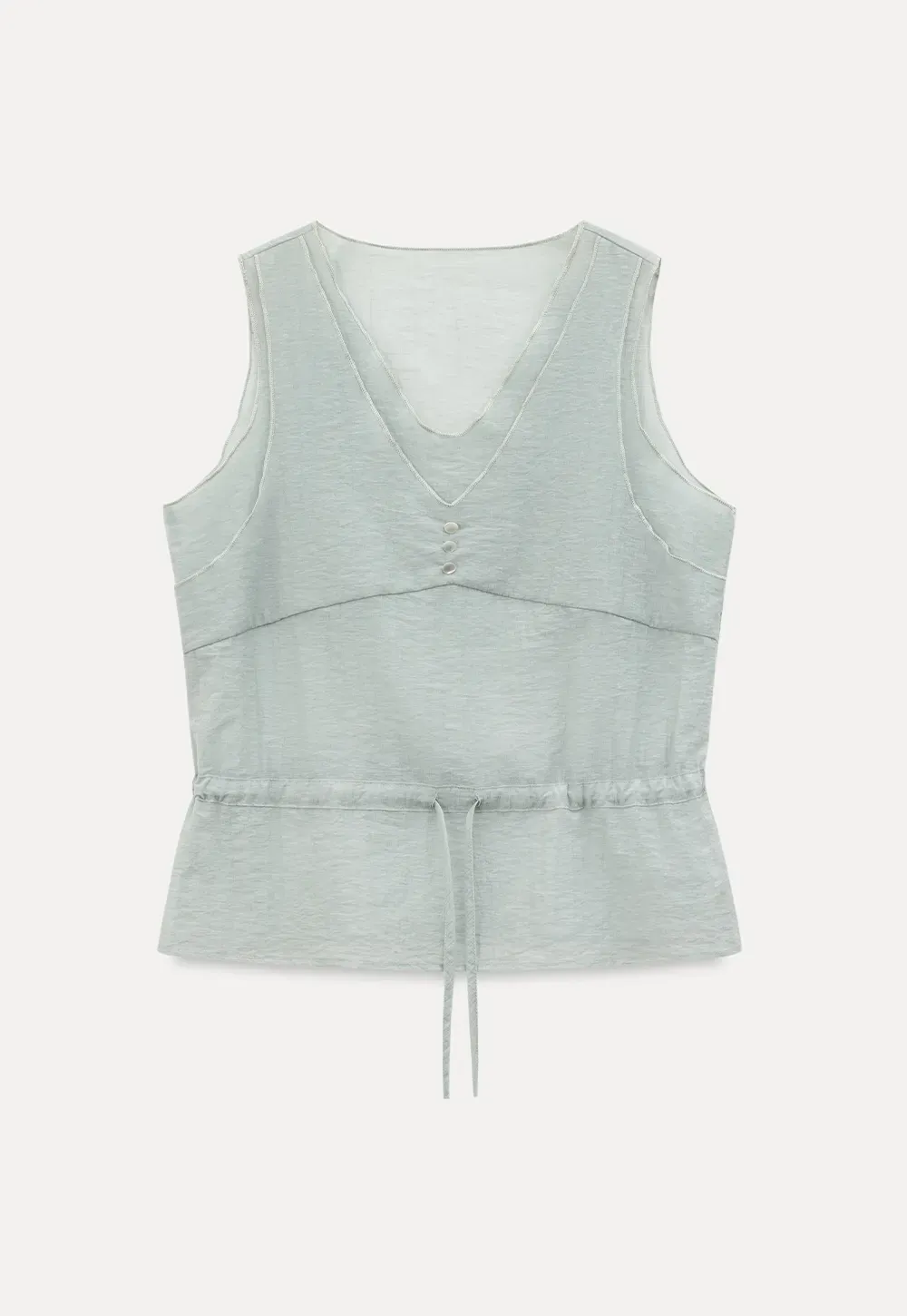 V Neck Drawstring Hem Sleeveless Top