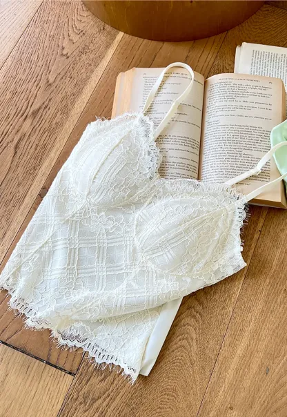 Lace Trim V Neck Spaghetti Strap Top