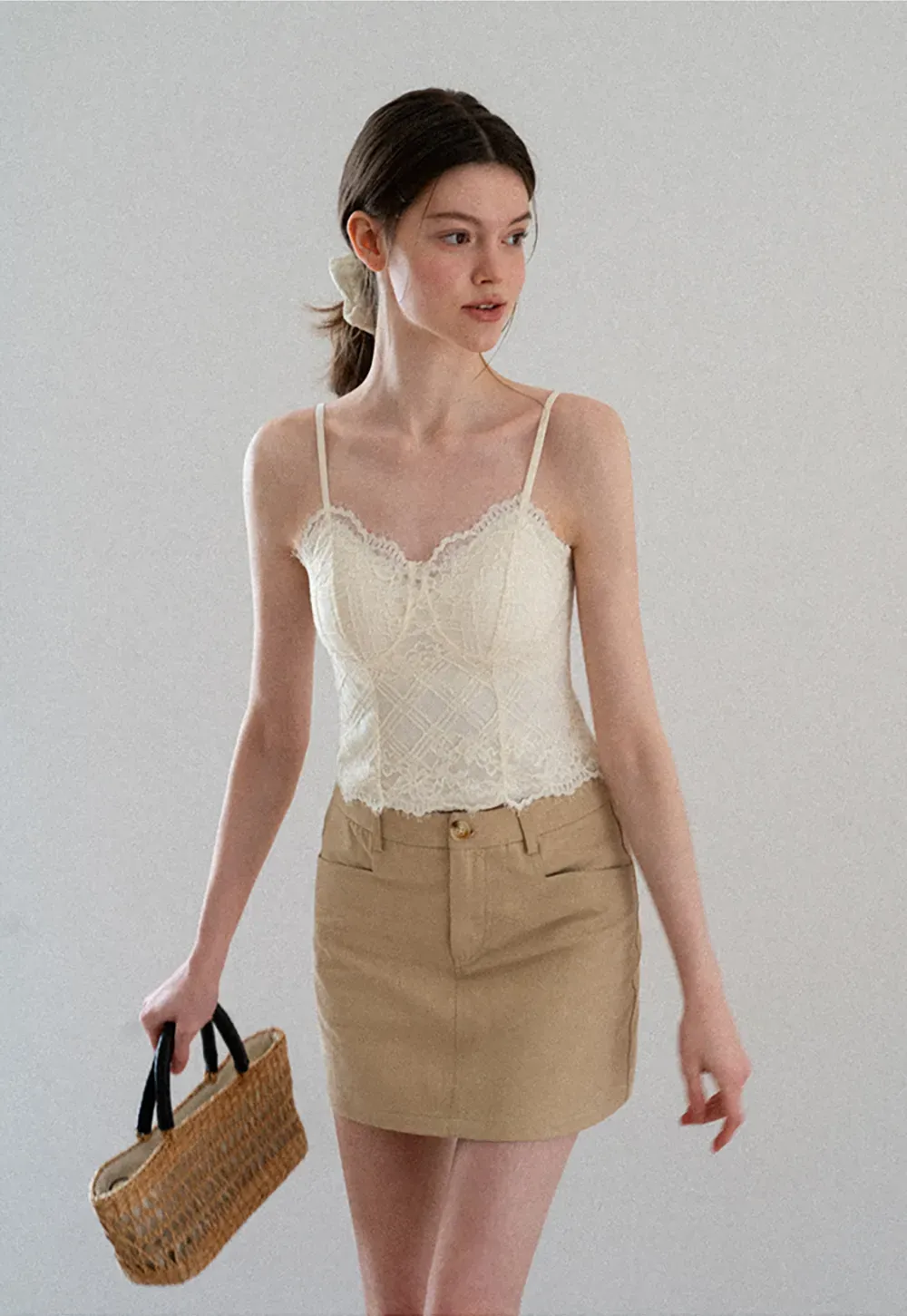 Lace Trim V Neck Spaghetti Strap Top