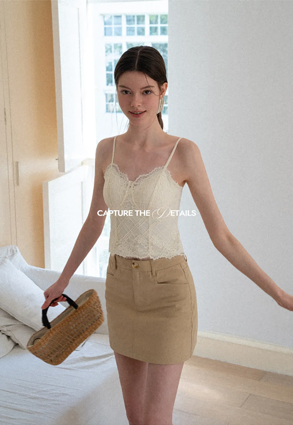 Lace Trim V Neck Spaghetti Strap Top