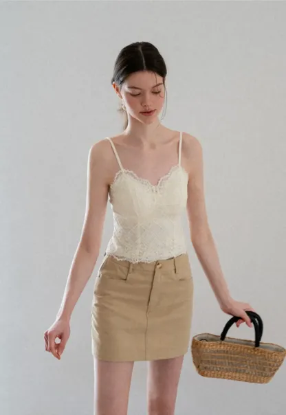 Lace Trim V Neck Spaghetti Strap Top