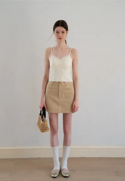 Lace Trim V Neck Spaghetti Strap Top