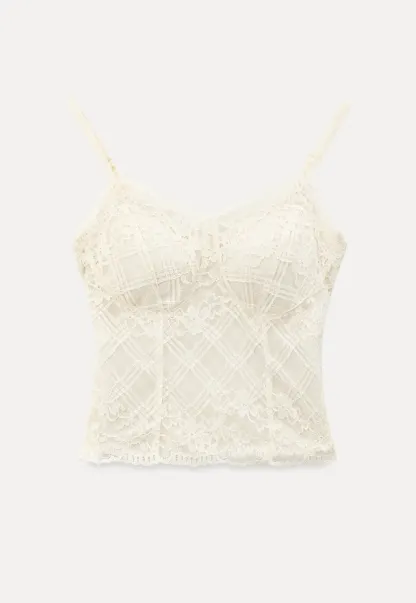 Lace Trim V Neck Spaghetti Strap Top