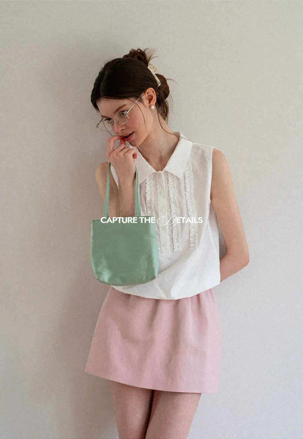 Pleated Front Collar Sleeveless Top