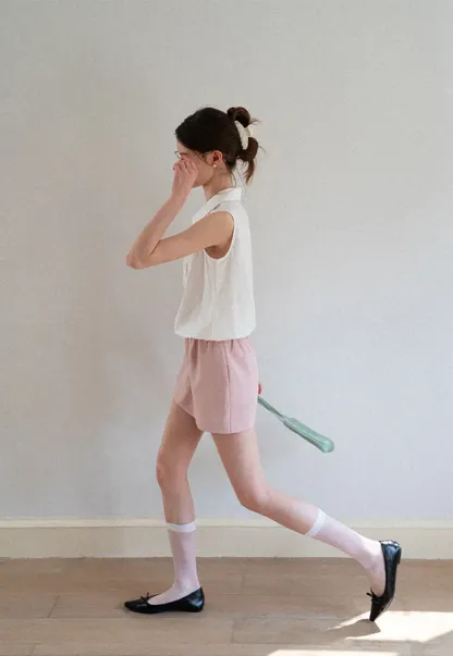 Pleated Front Collar Sleeveless Top