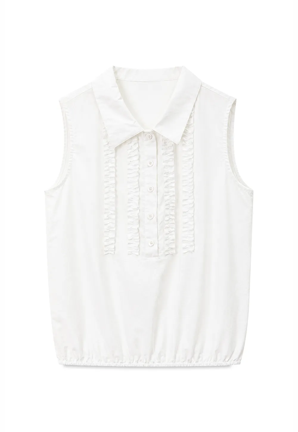 Pleated Front Collar Sleeveless Top