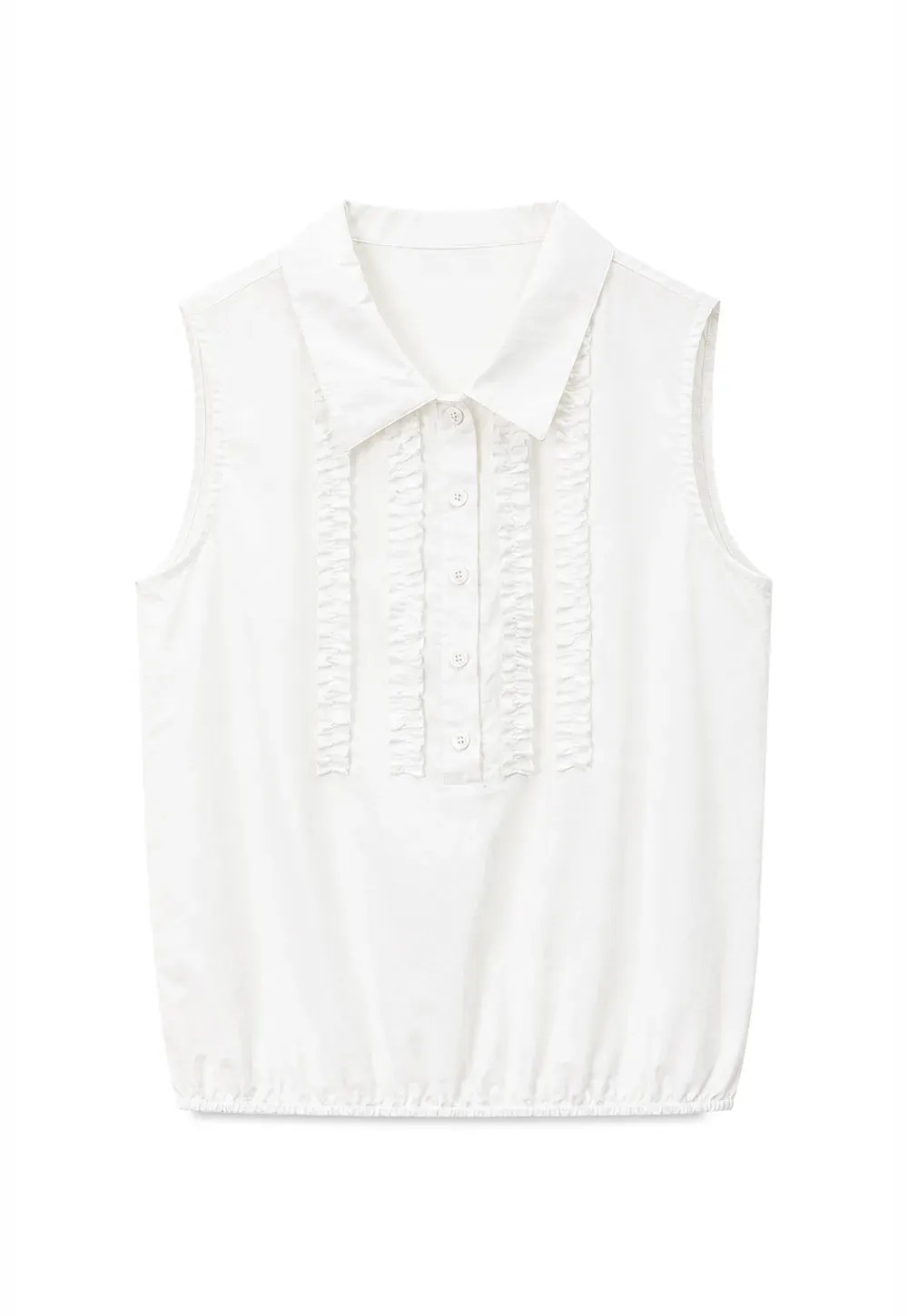 Pleated Front Collar Sleeveless Top