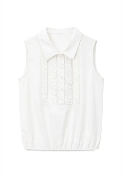Pleated Front Collar Sleeveless Top