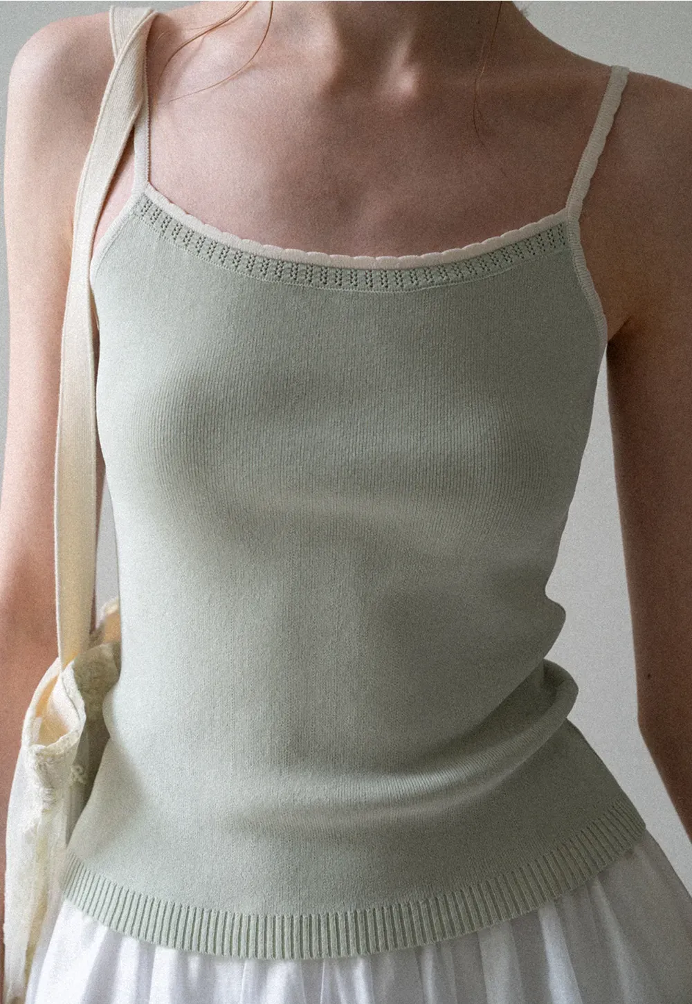 Ribbed Knit Square Neck Tank Top
