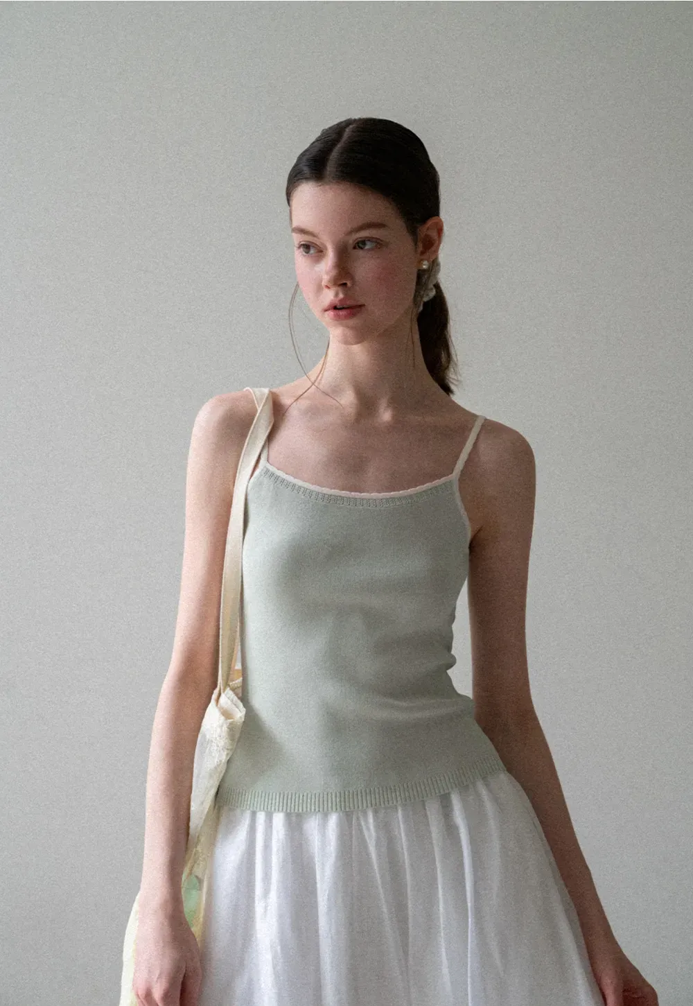 Ribbed Knit Square Neck Tank Top