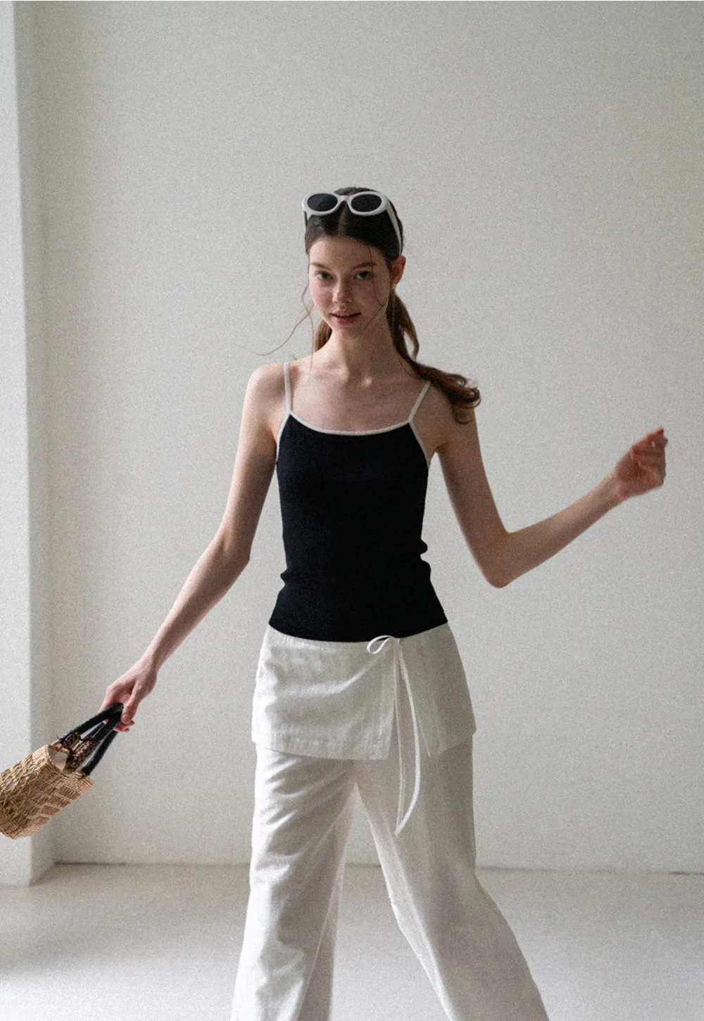 Ribbed Knit Square Neck Tank Top