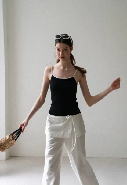 Ribbed Knit Square Neck Tank Top