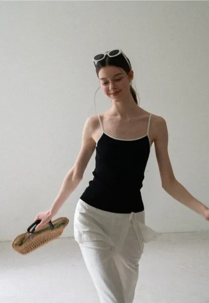 Ribbed Knit Square Neck Tank Top