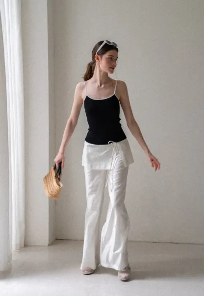 Ribbed Knit Square Neck Tank Top