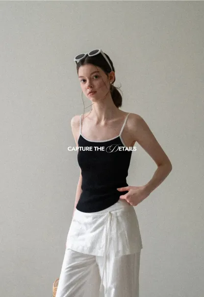 Ribbed Knit Square Neck Tank Top