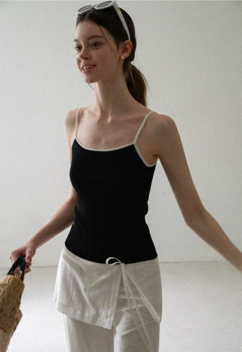 Ribbed Knit Square Neck Tank Top