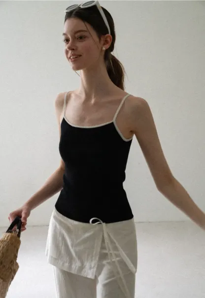 Ribbed Knit Square Neck Tank Top