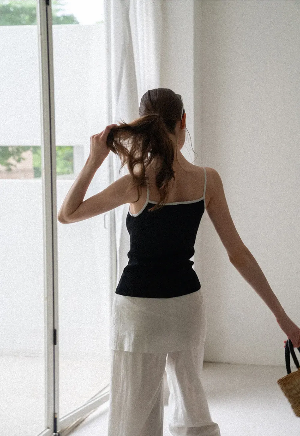 Ribbed Knit Square Neck Tank Top