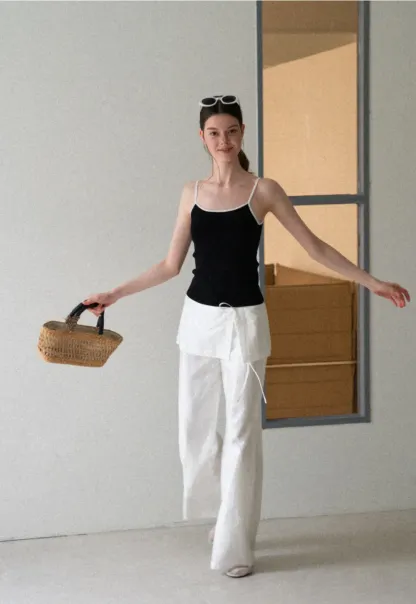 Ribbed Knit Square Neck Tank Top