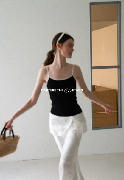 Ribbed Knit Square Neck Tank Top