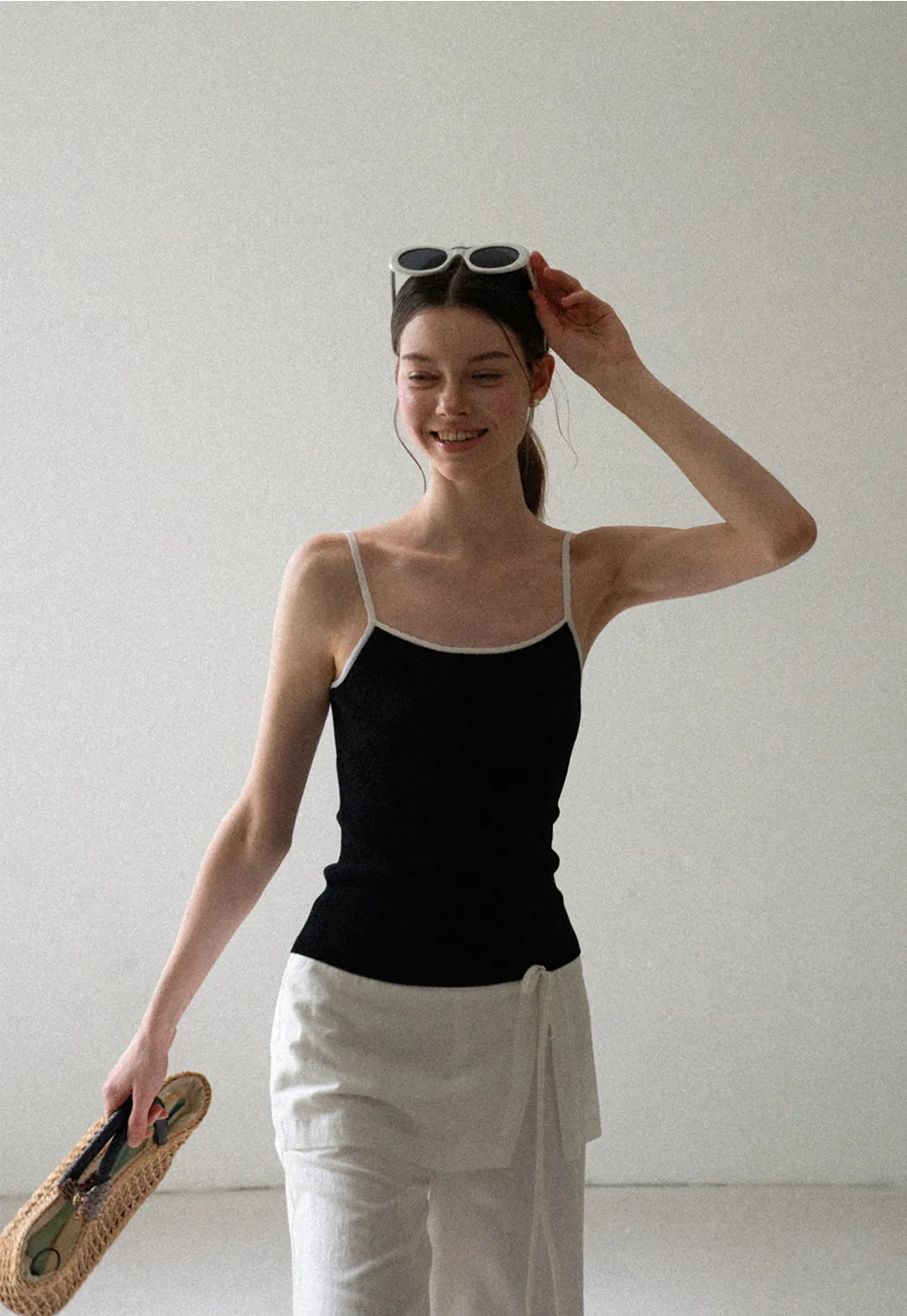 Ribbed Knit Square Neck Tank Top