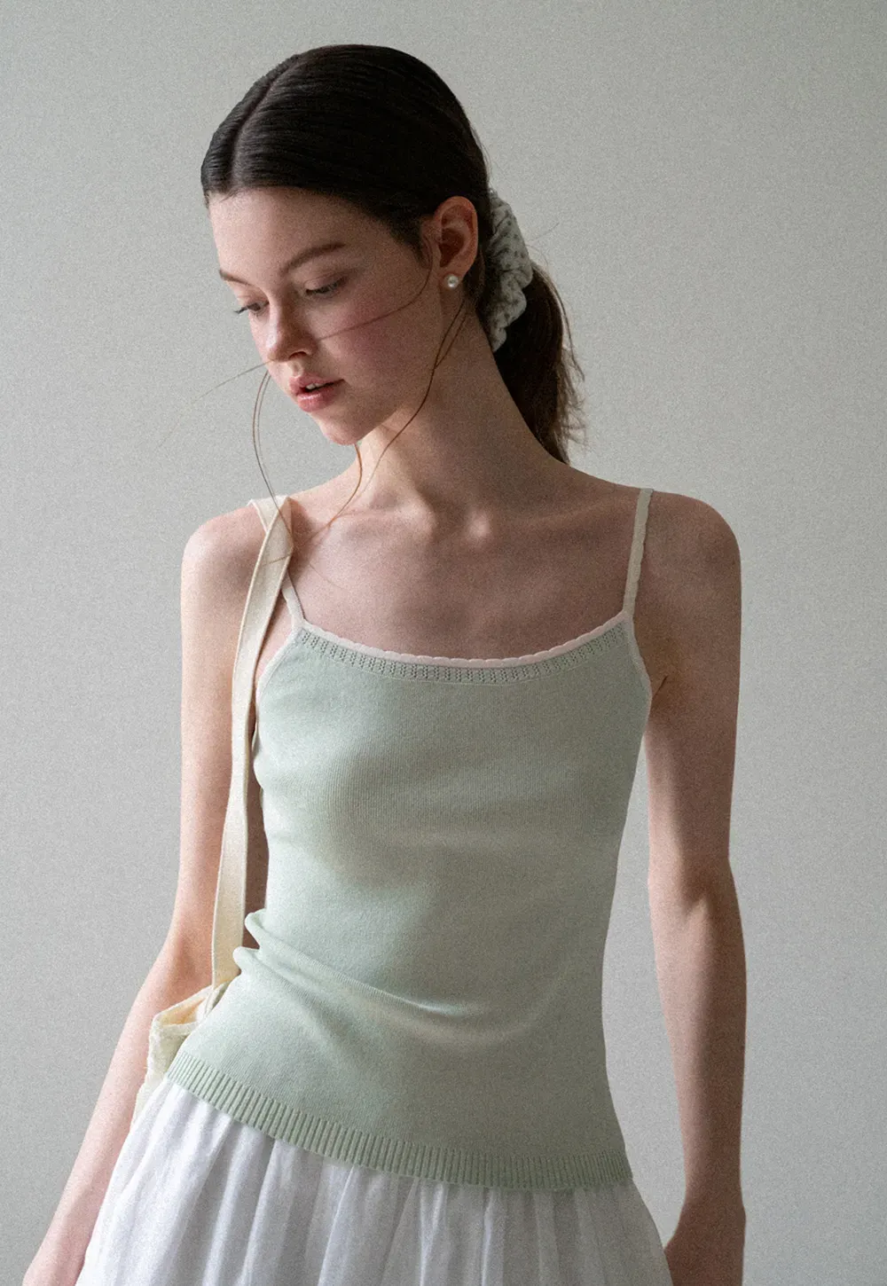 Ribbed Knit Square Neck Tank Top