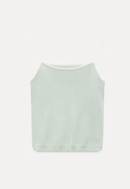 Ribbed Knit Square Neck Tank Top