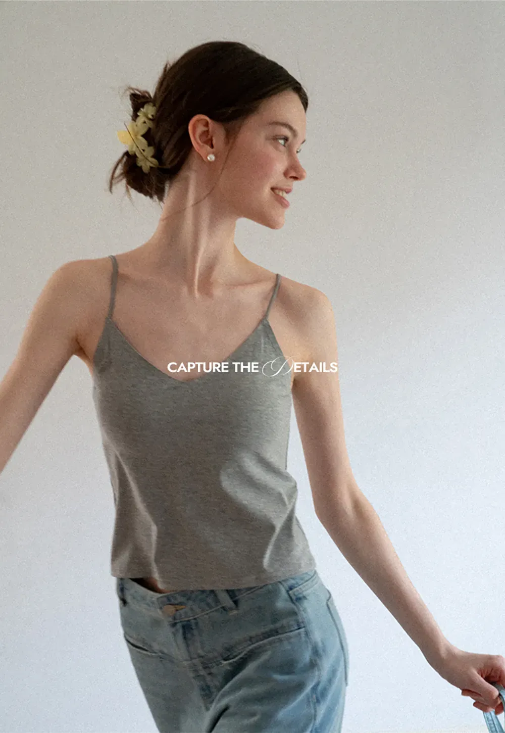 V Neck Cropped Spaghetti Strap Tank Top