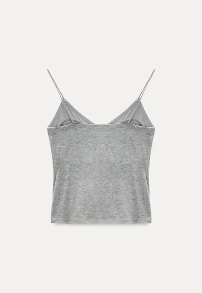 V Neck Cropped Spaghetti Strap Tank Top