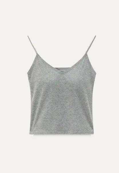 V Neck Cropped Spaghetti Strap Tank Top