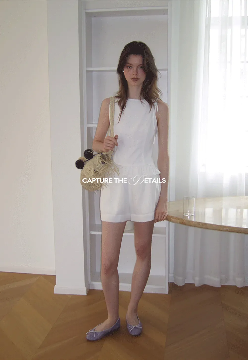 Ruffled Hem Sleeveless Top and Drawstring Waist Shorts