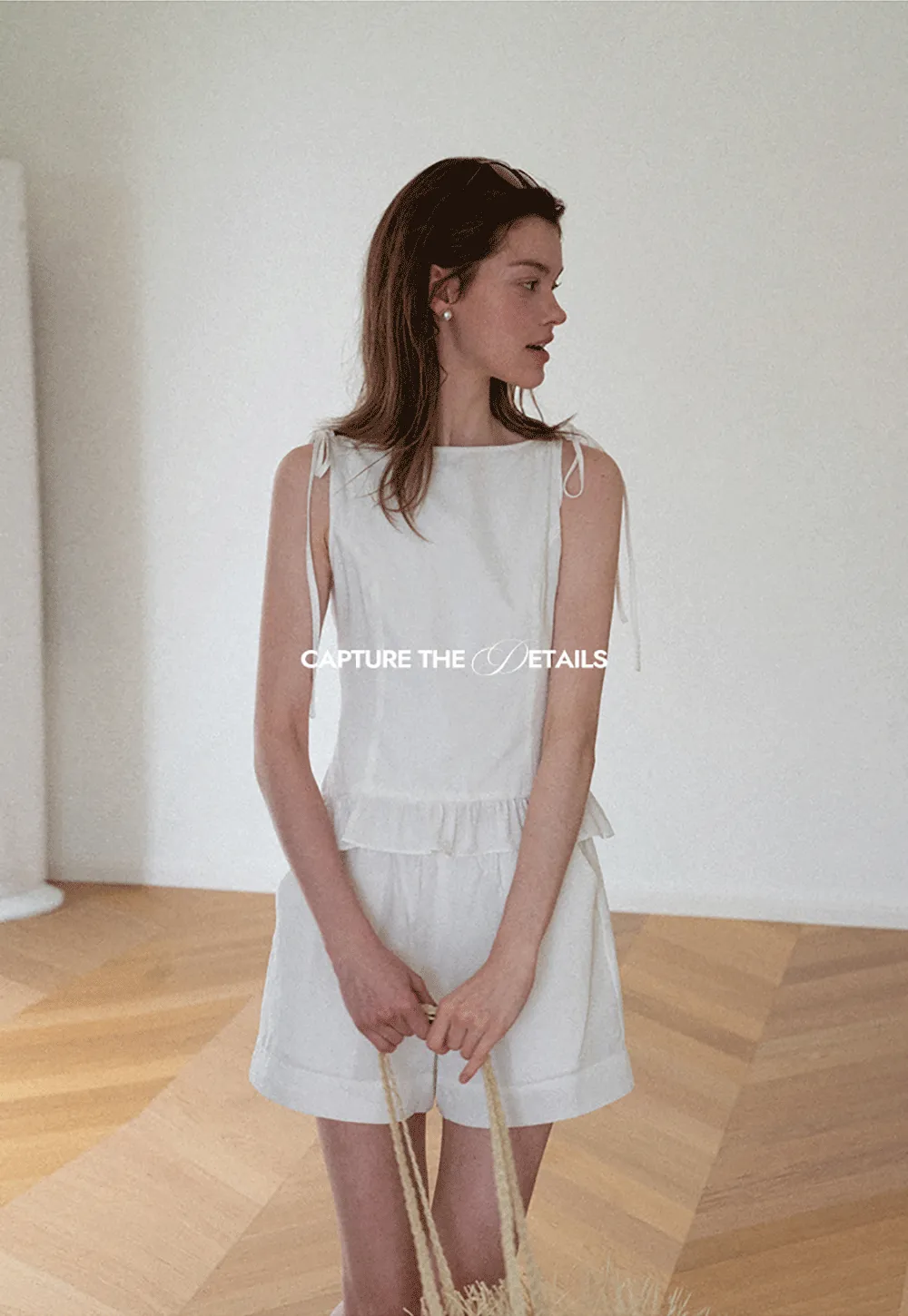 Ruffled Hem Sleeveless Top and Drawstring Waist Shorts