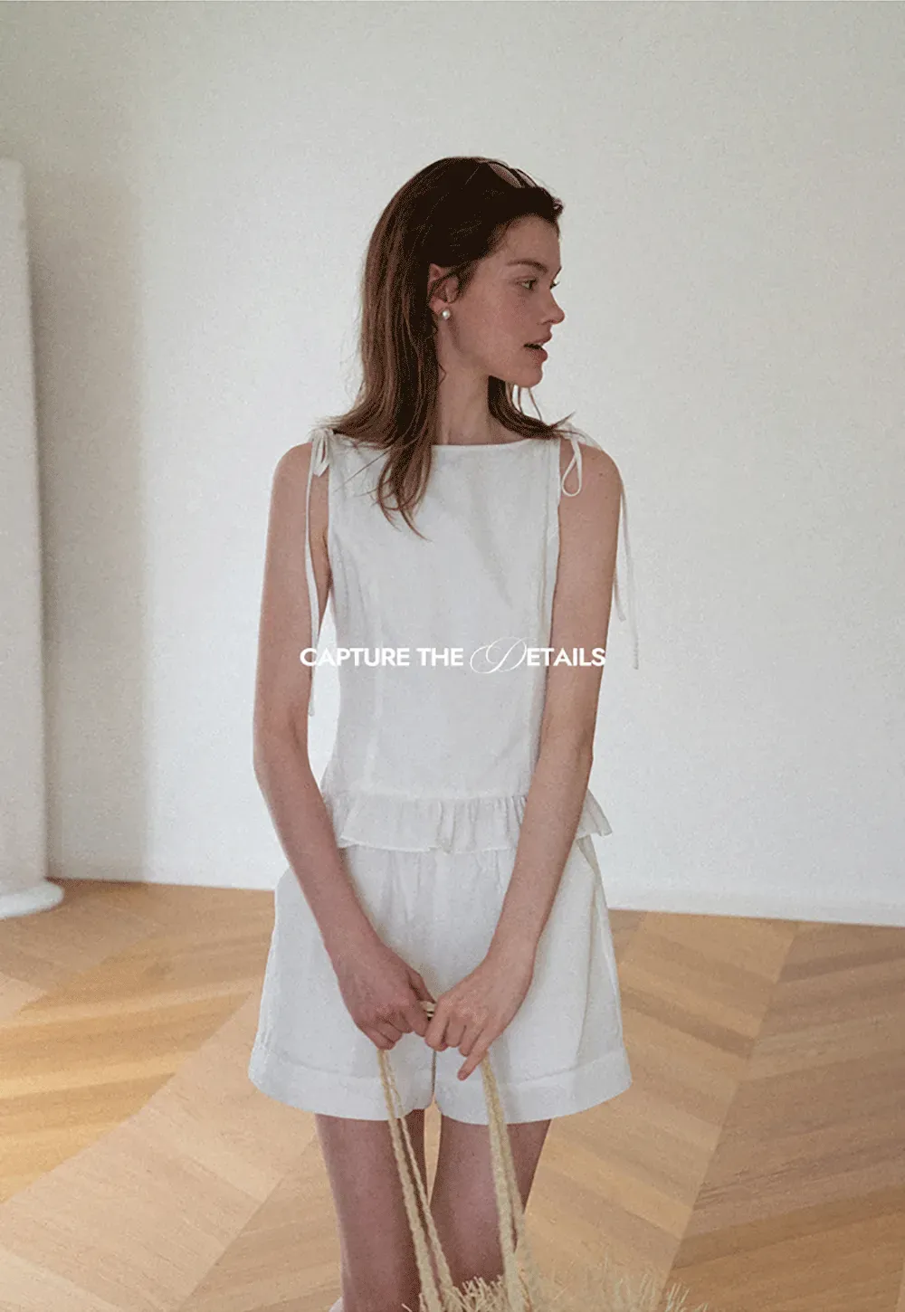 Ruffled Hem Sleeveless Top and Drawstring Waist Shorts