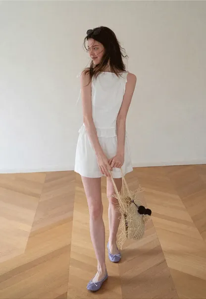 Ruffled Hem Sleeveless Top and Drawstring Waist Shorts