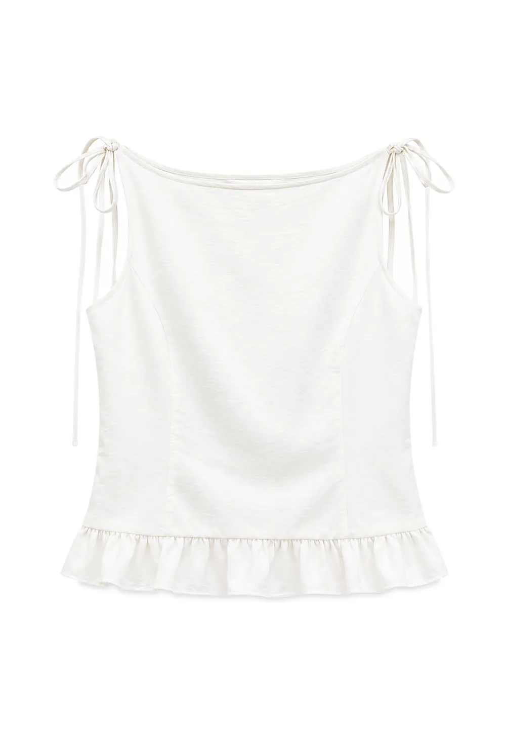 Ruffled Hem Sleeveless Top and Drawstring Waist Shorts
