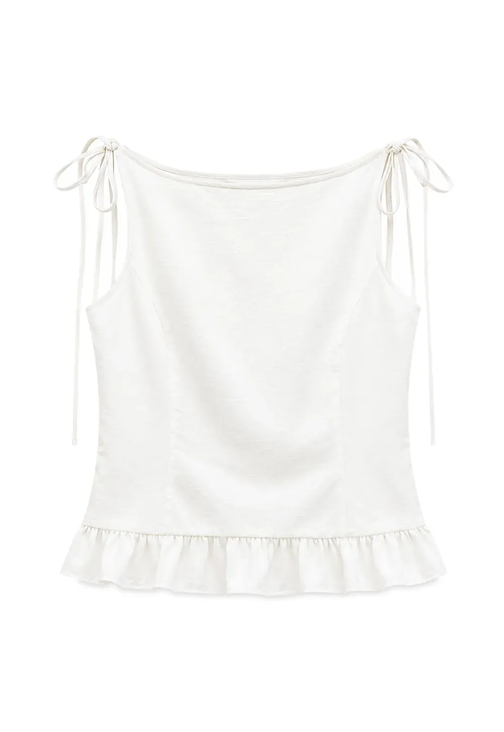 Ruffled Hem Sleeveless Top and Drawstring Waist Shorts
