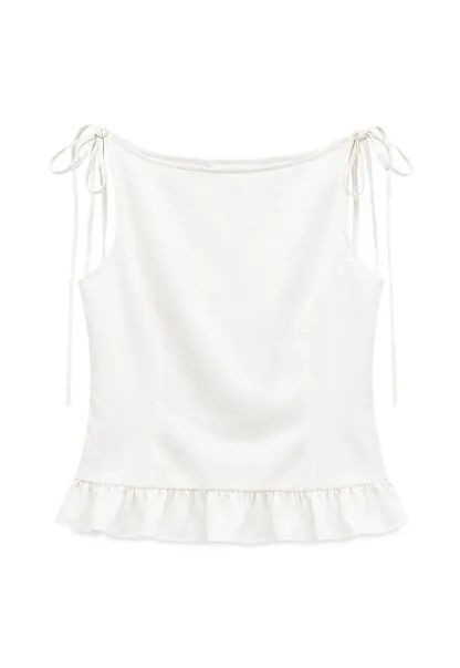 Ruffled Hem Sleeveless Top and Drawstring Waist Shorts