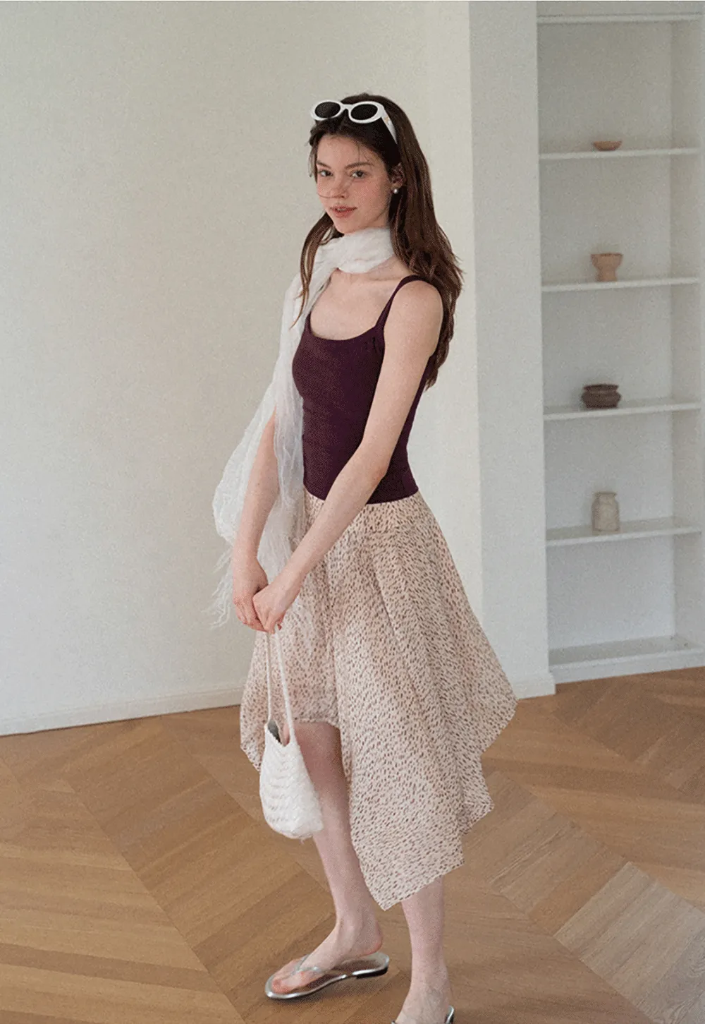 Cropped Square Neck Ribbed Knit Tank Top