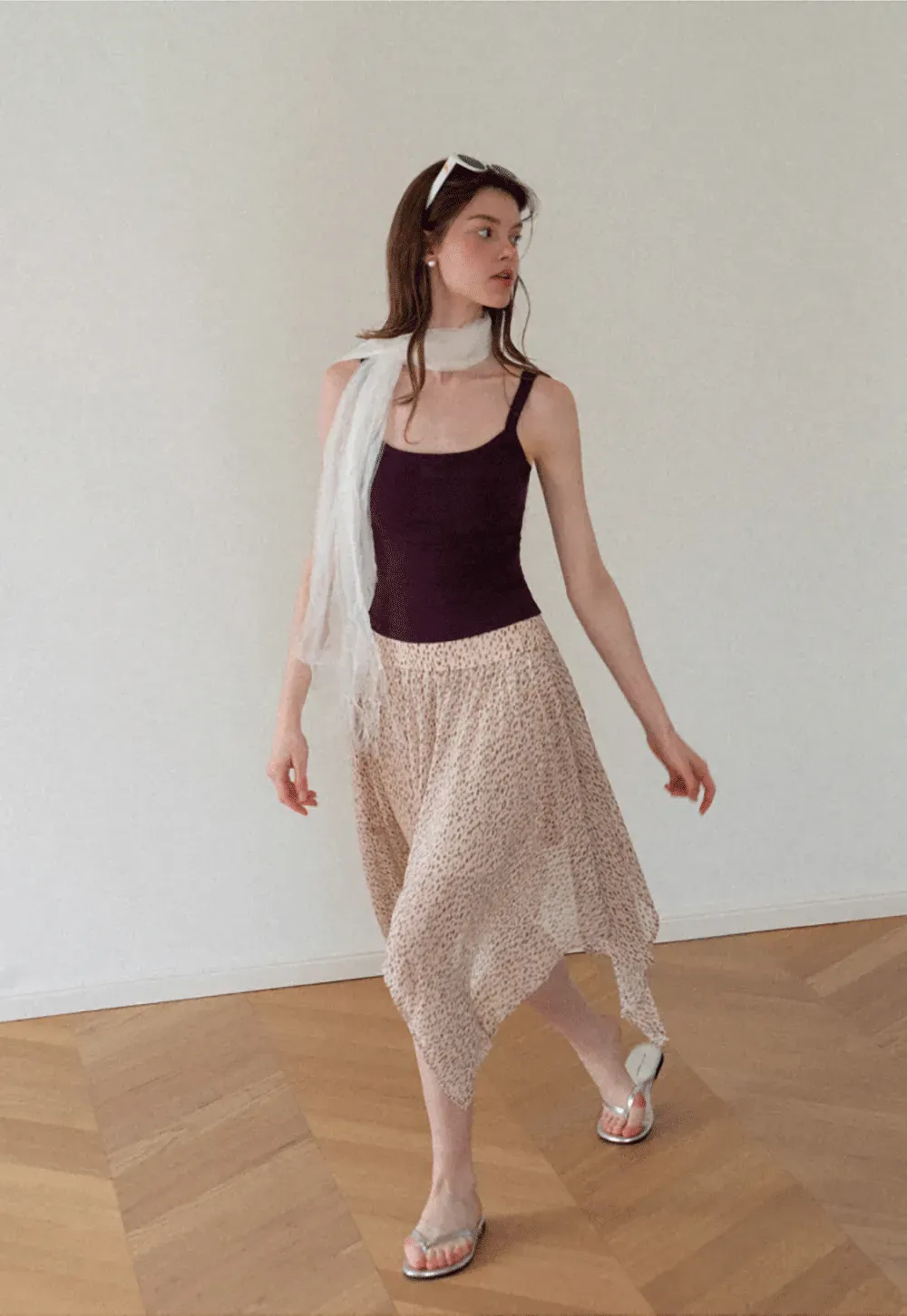 Cropped Square Neck Ribbed Knit Tank Top