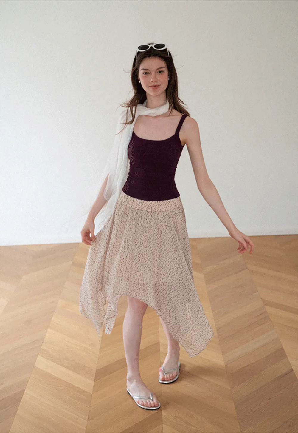 Cropped Square Neck Ribbed Knit Tank Top