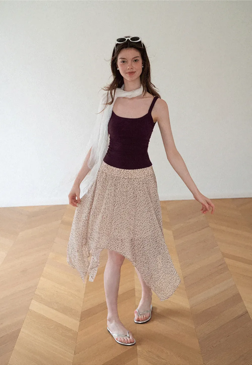 Cropped Square Neck Ribbed Knit Tank Top