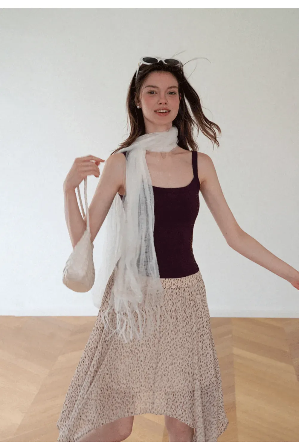 Cropped Square Neck Ribbed Knit Tank Top