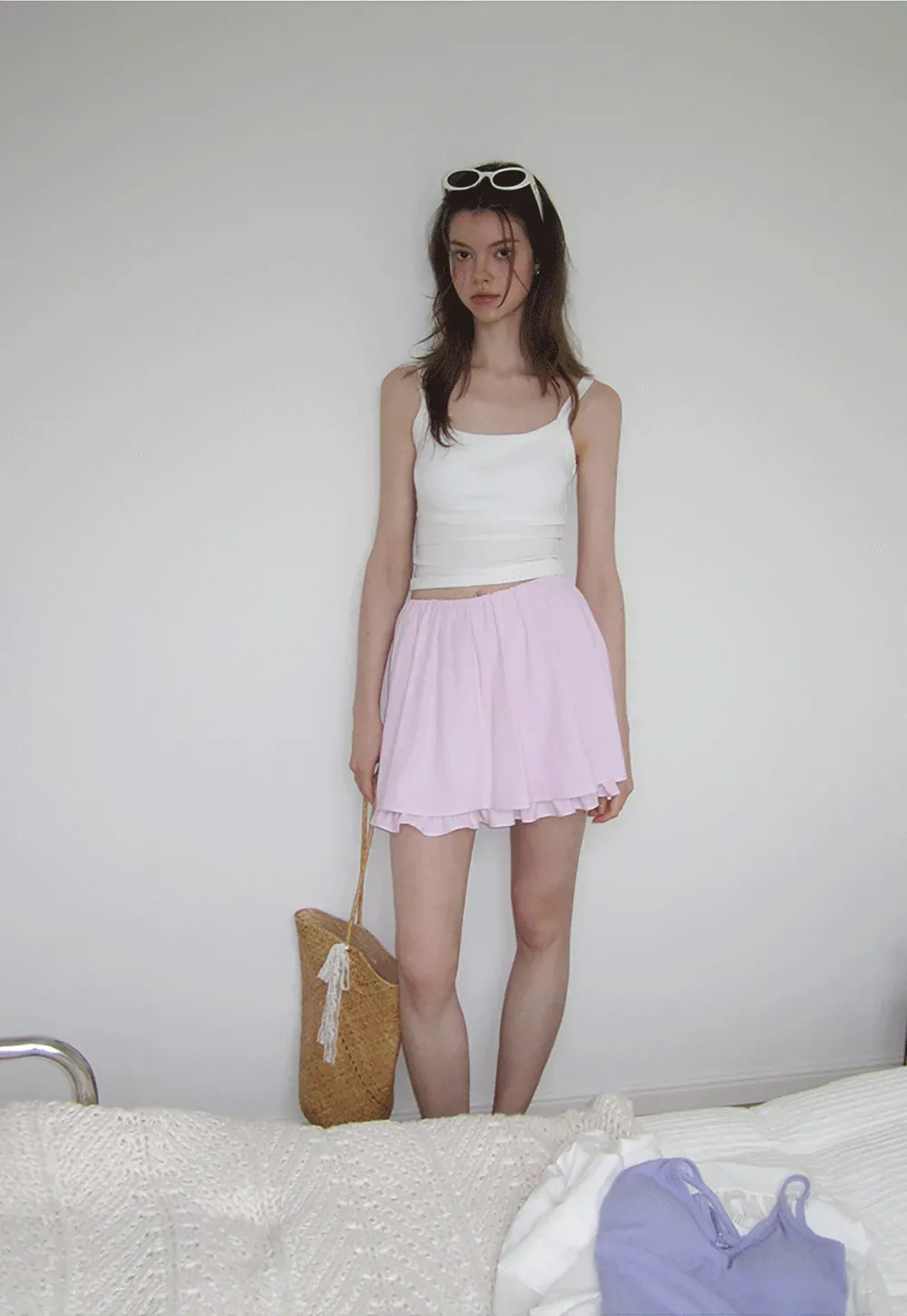 Cropped Square Neck Ribbed Knit Tank Top