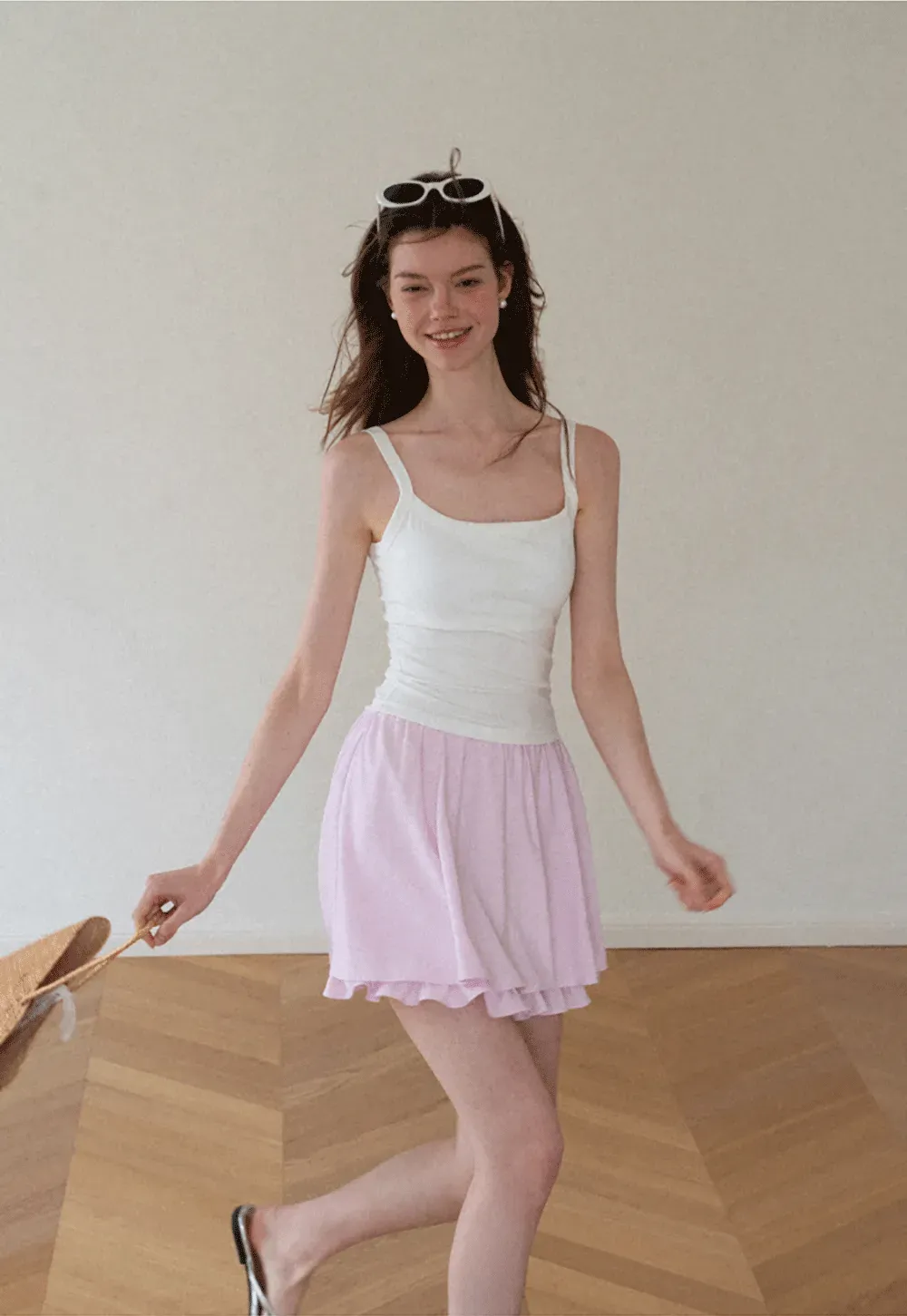 Cropped Square Neck Ribbed Knit Tank Top