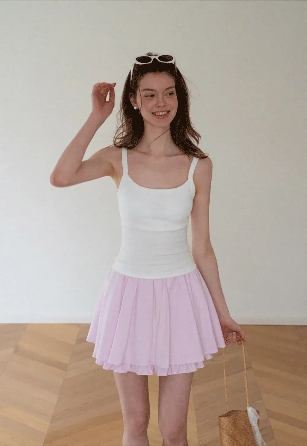 Cropped Square Neck Ribbed Knit Tank Top