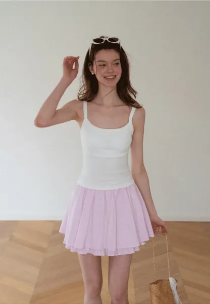 Cropped Square Neck Ribbed Knit Tank Top