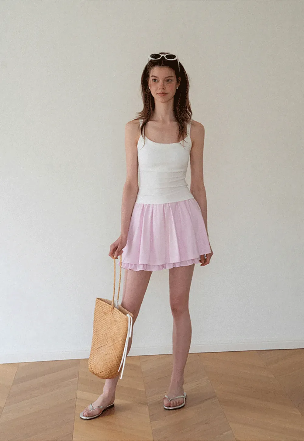 Cropped Square Neck Ribbed Knit Tank Top