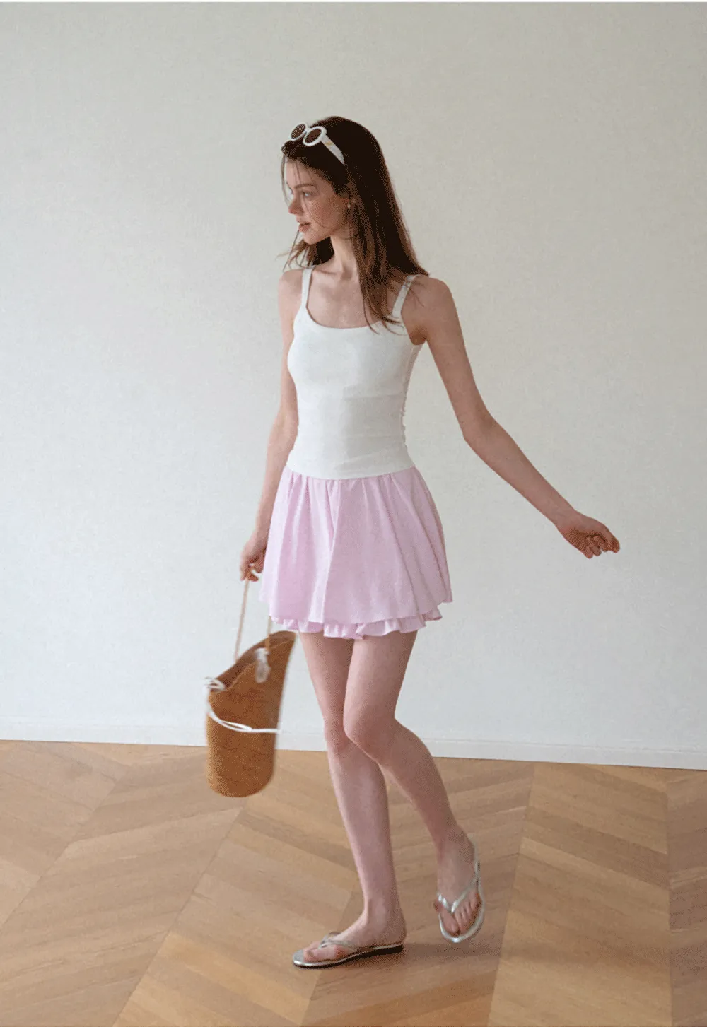 Cropped Square Neck Ribbed Knit Tank Top
