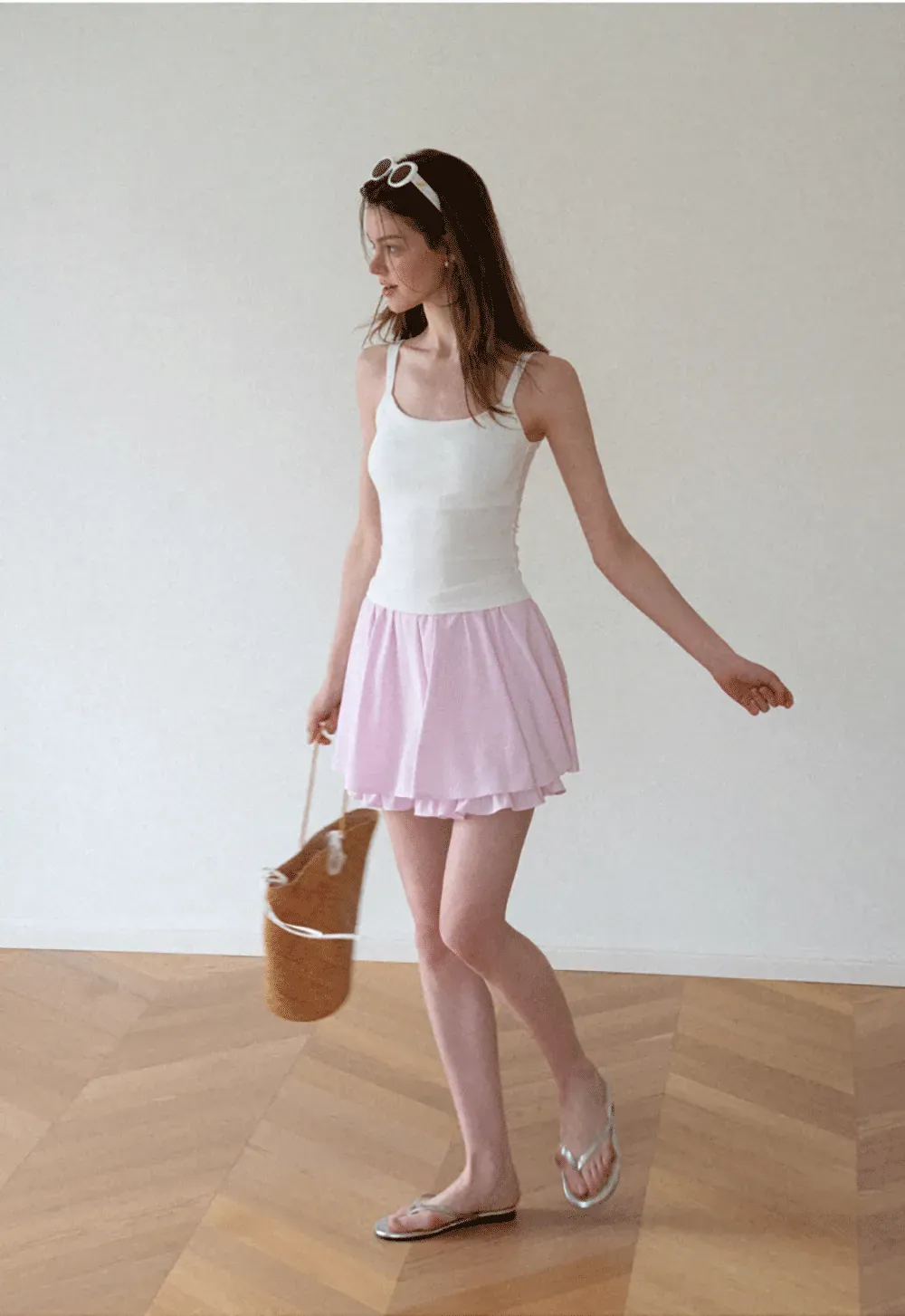 Cropped Square Neck Ribbed Knit Tank Top